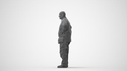 photogrammetry 3D senior man standing, realistic human model archviz FBX, square thumbnail