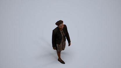 realistic 3D human woman business walking, archviz people FBX OBJ for Blender, back view render