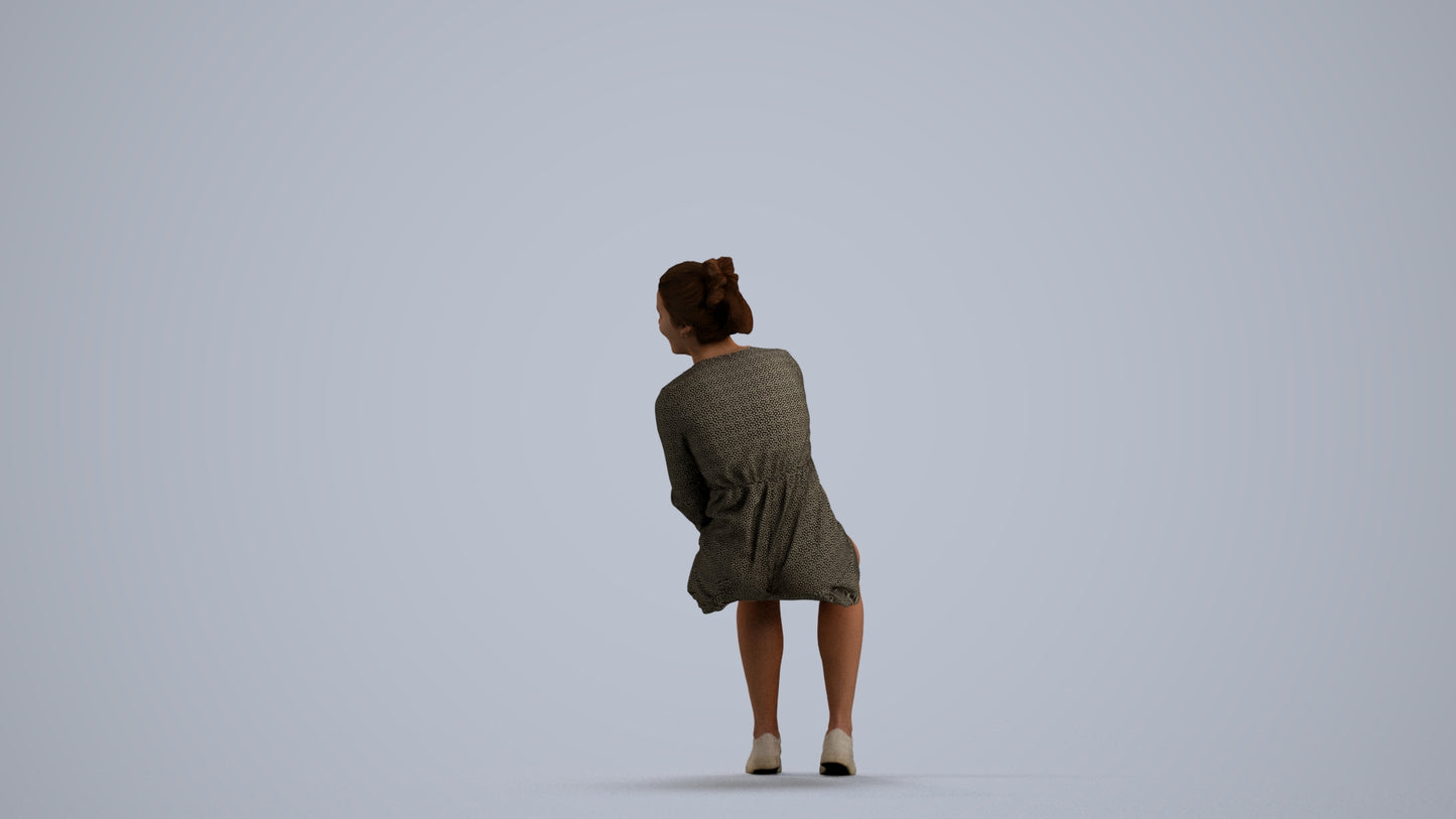 3D scanned girl kids casual, photorealistic archviz people for Enscape and SketchUp, front view render