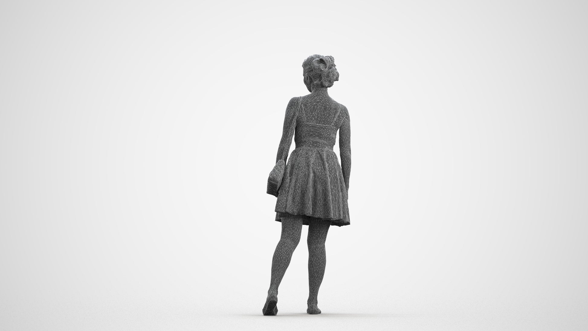 photogrammetry 3D woman formal formalaffairs, realistic human model archviz FBX, wireframe front view