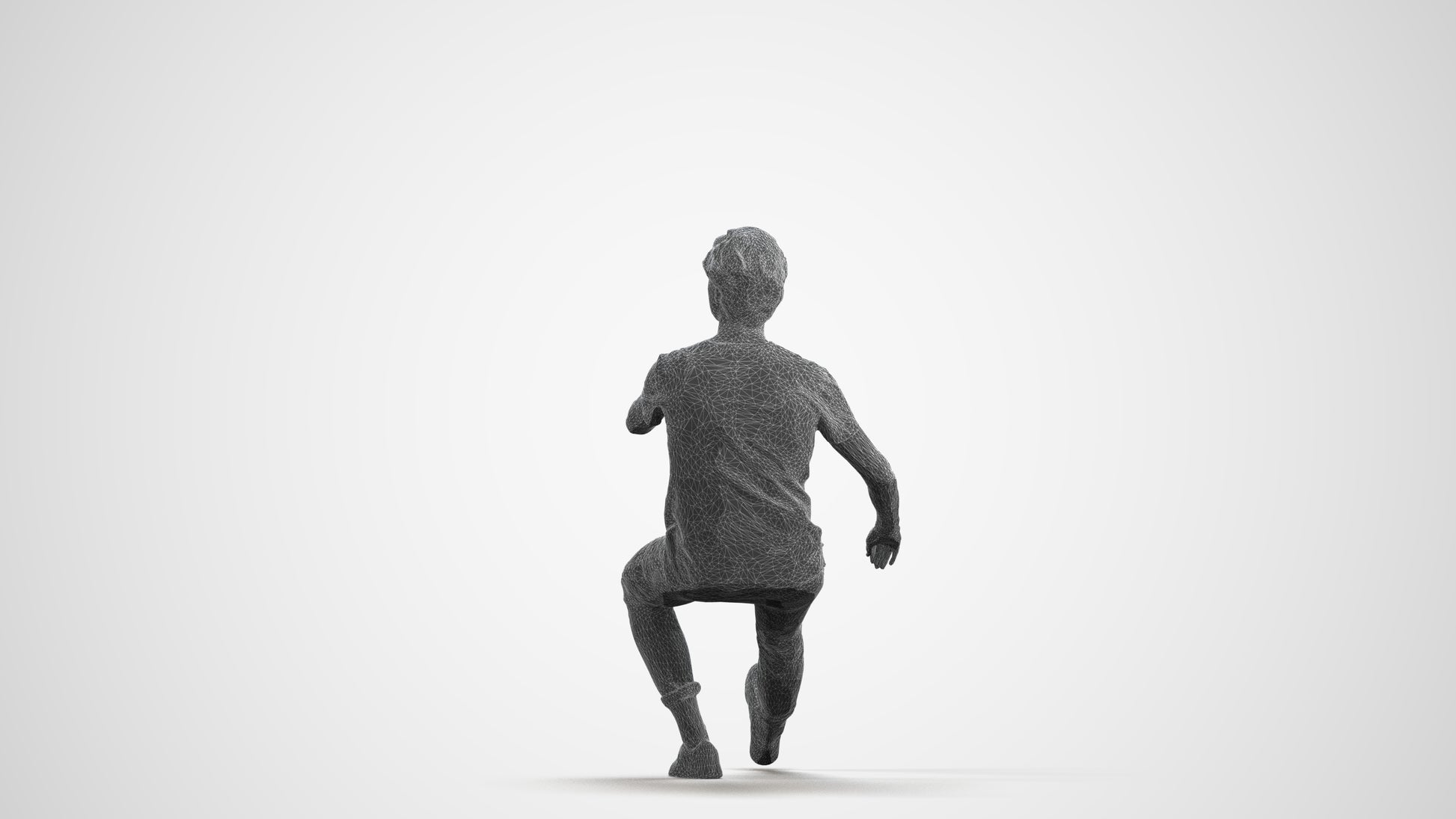 3D people model man casual sitting, scanned human for 3ds Max rendering, wireframe front view