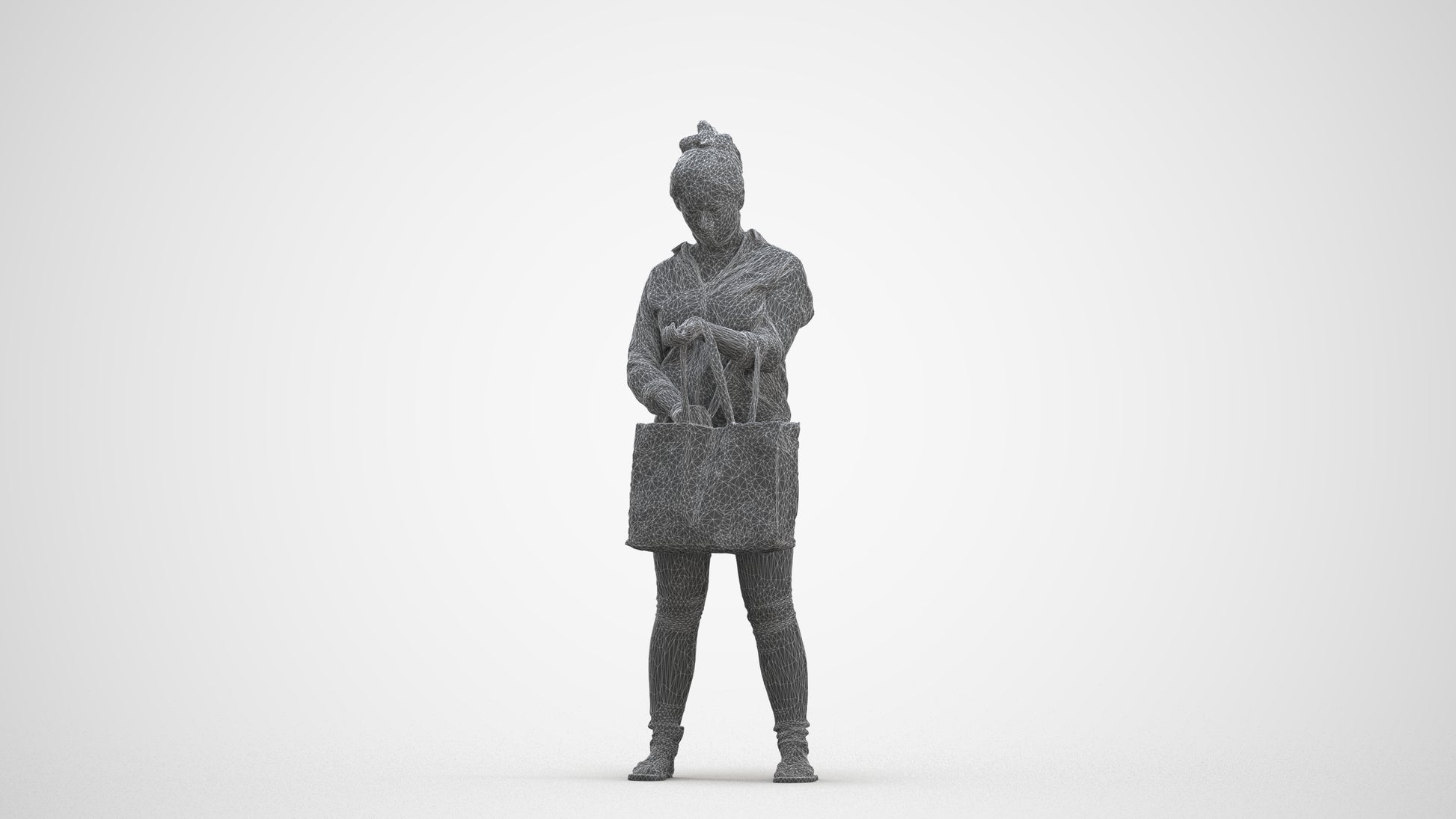 realistic 3D people woman formal shopping, render-ready for V-Ray and Corona, FBX OBJ, three-quarter front view render