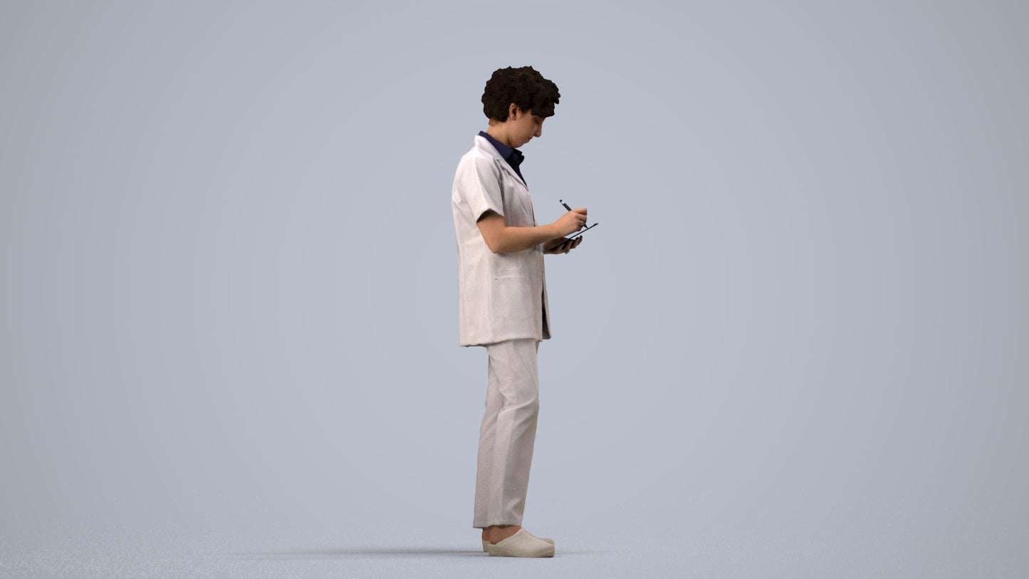 3D scanned woman medical, photorealistic archviz people for Enscape and SketchUp, side view render