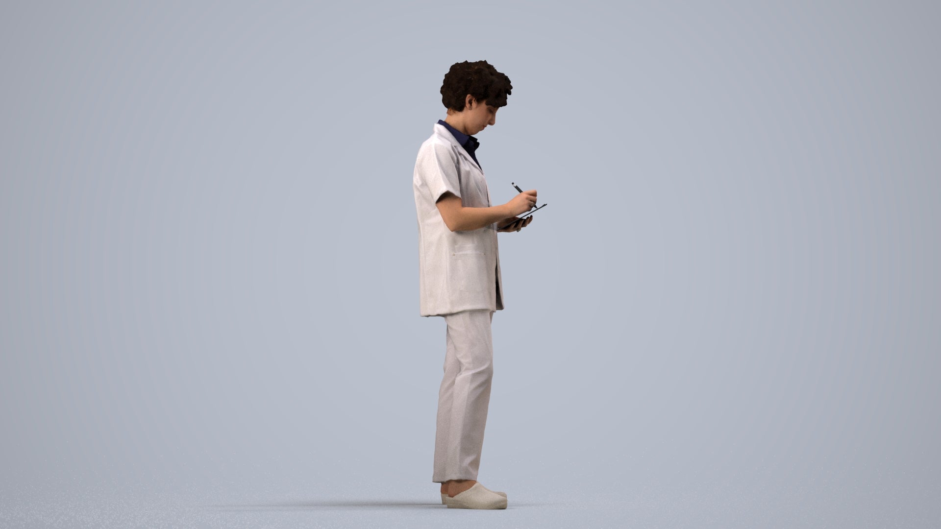 3D scanned woman medical, photorealistic archviz people for Enscape and SketchUp, side view render