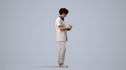 3D scanned woman medical, photorealistic archviz people for Enscape and SketchUp, side view render