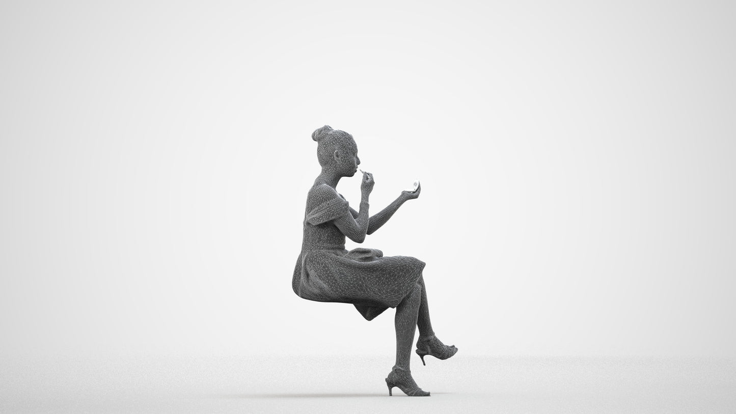 realistic 3D human woman formal formalaffairs, archviz people FBX OBJ for Blender, wireframe side view