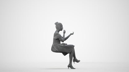 realistic 3D human woman formal formalaffairs, archviz people FBX OBJ for Blender, wireframe side view