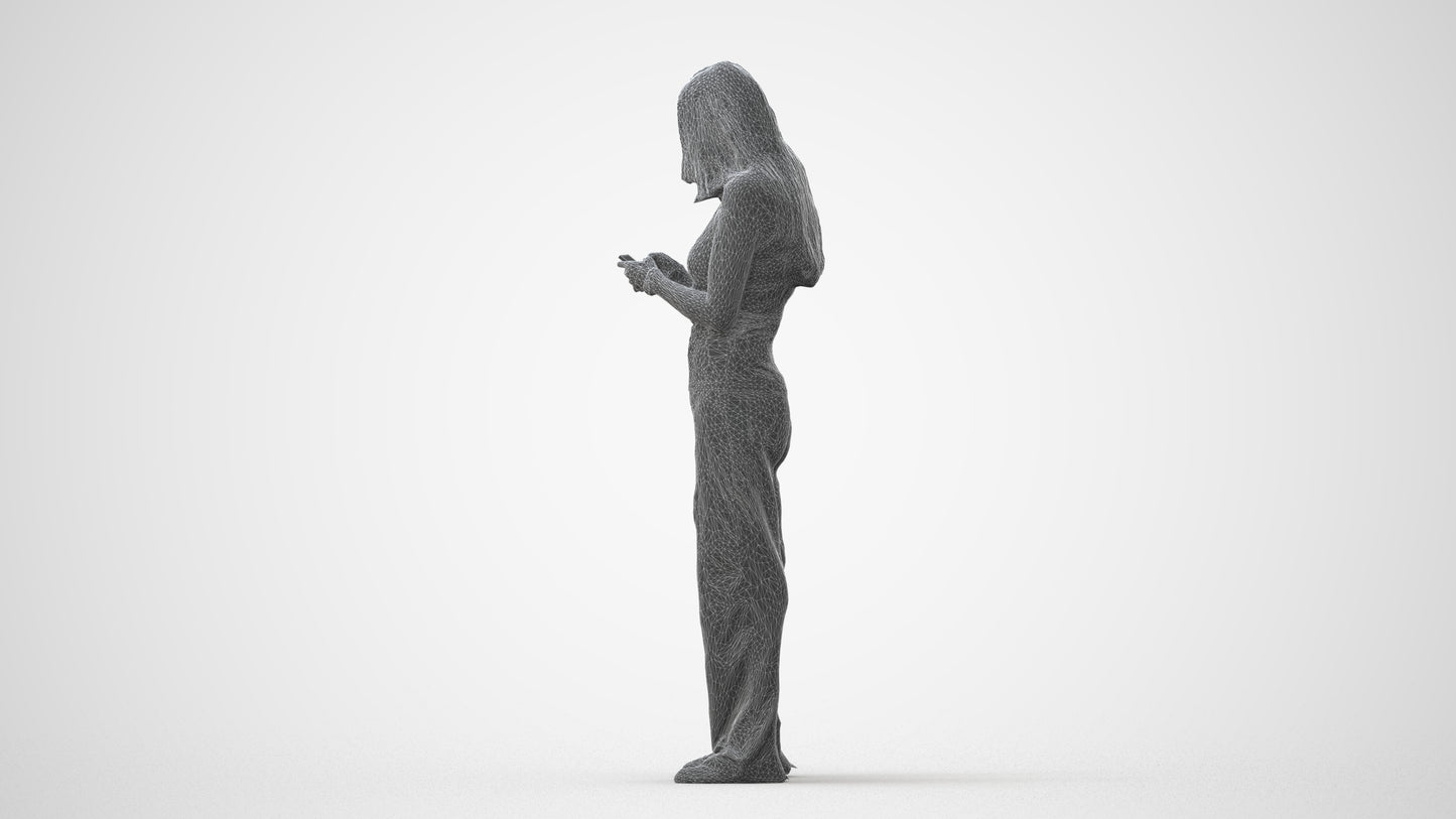 photogrammetry 3D woman casual standing, realistic human model archviz FBX, square thumbnail