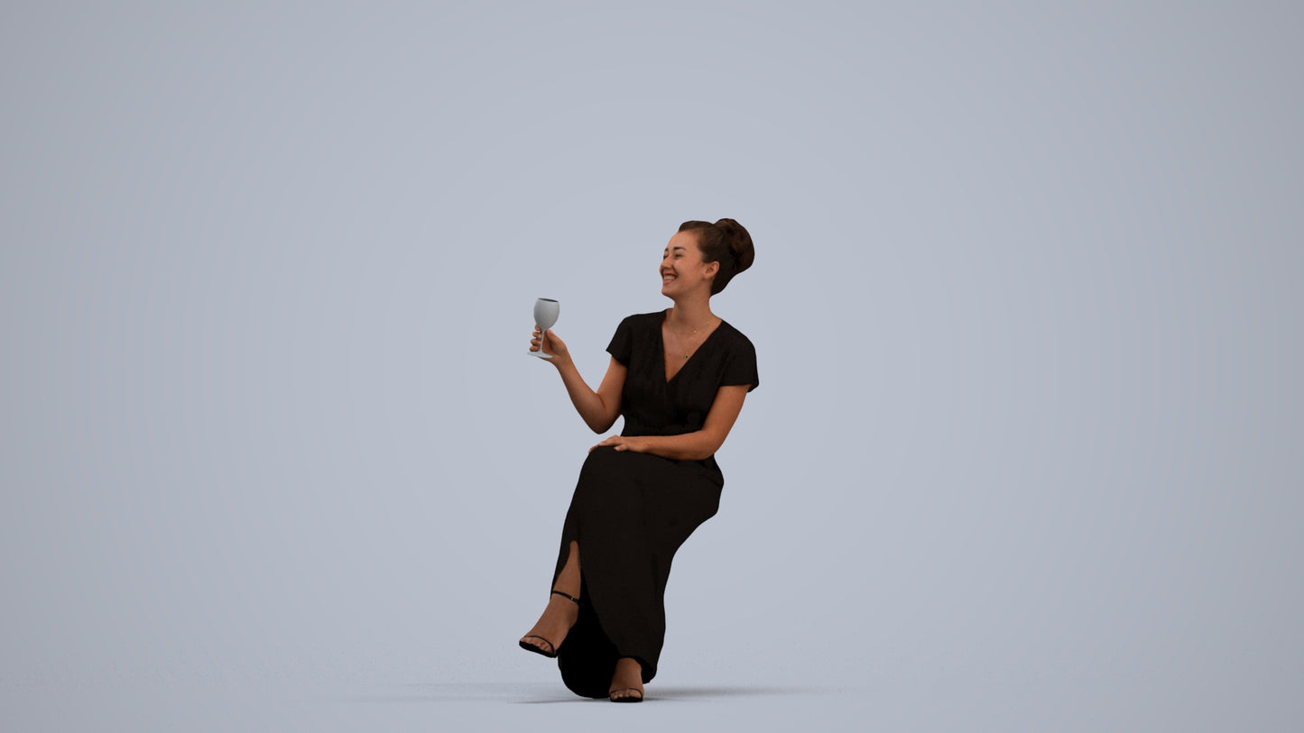 scanned 3D woman formal formalaffairs, photogrammetry people for Enscape and V-Ray, standing pose render