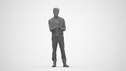 3D scanned man hospitality, photorealistic archviz people for Enscape and SketchUp, wireframe back view
