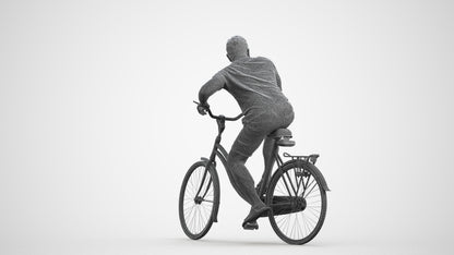 photogrammetry 3D man casual cycling, realistic human model archviz FBX, wireframe front view