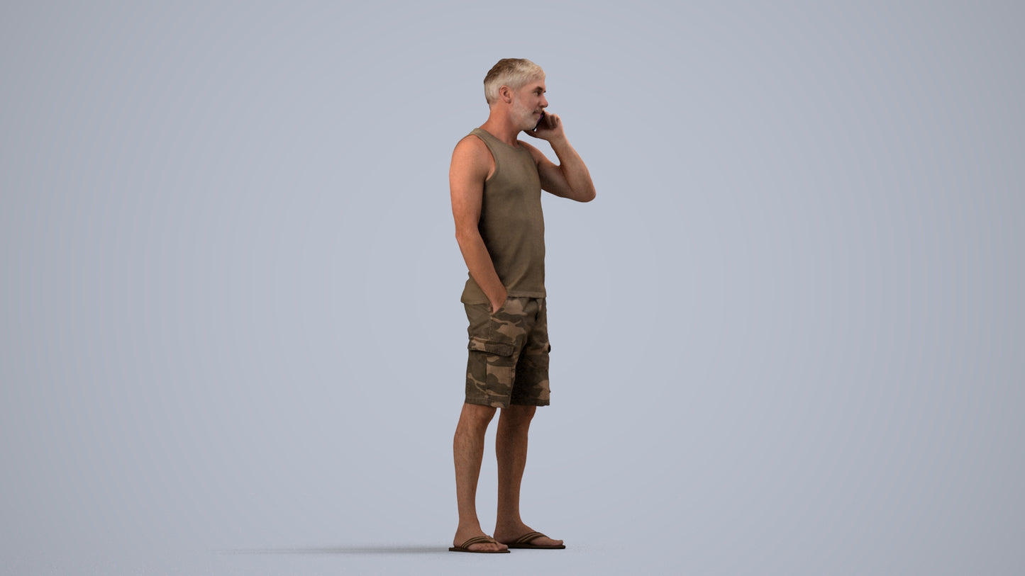 photogrammetry 3D man casual standing, realistic human model archviz FBX, side view render