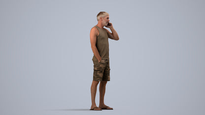 photogrammetry 3D man casual standing, realistic human model archviz FBX, side view render