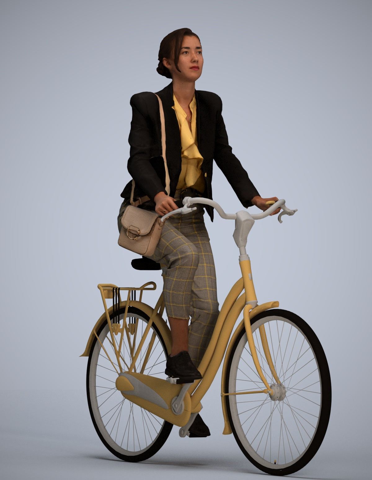 3D people model woman business cycling, scanned human for 3ds Max rendering