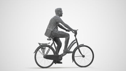 3D people model boy casual cycling, scanned human for 3ds Max rendering, wireframe side view