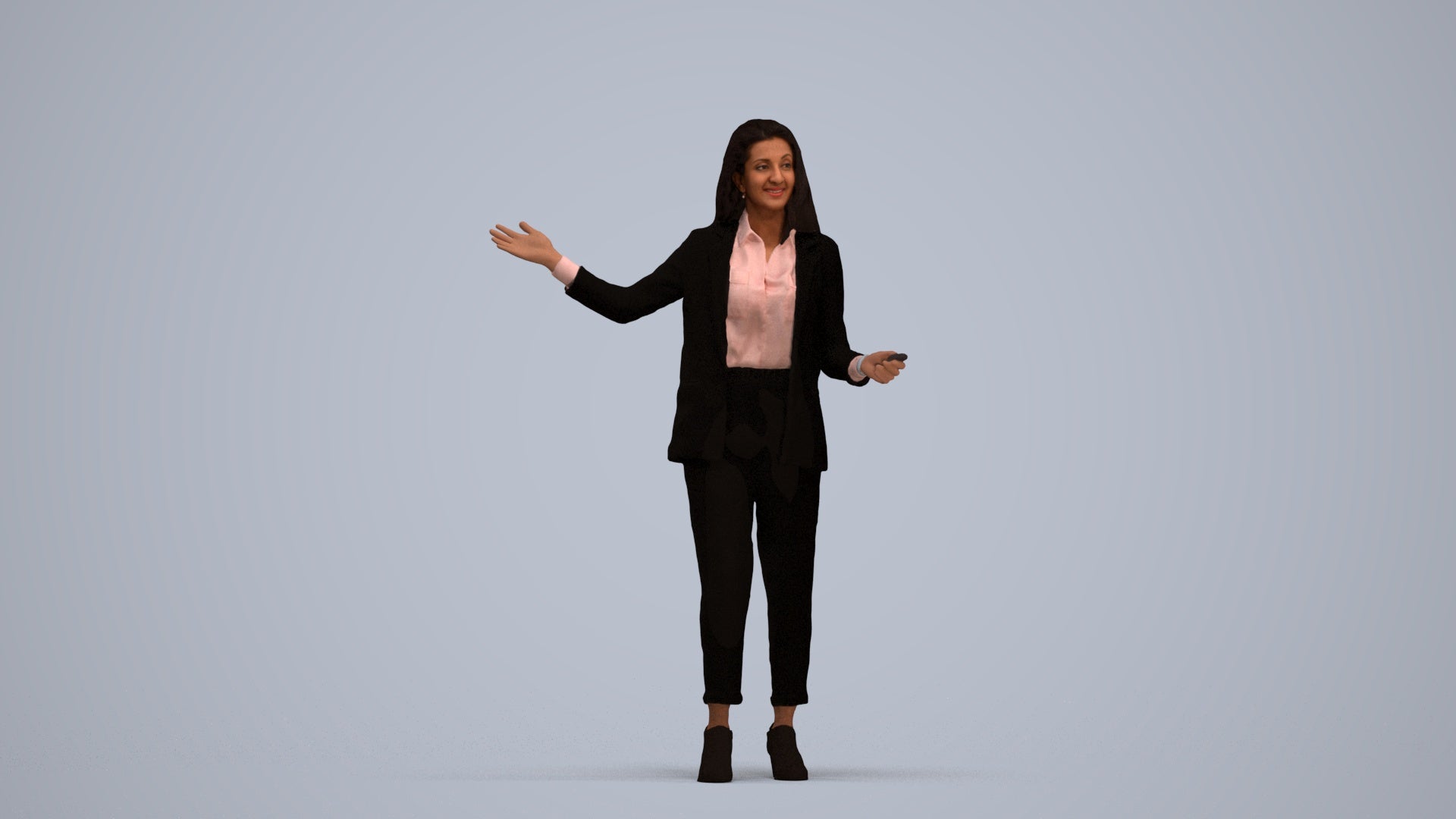 realistic 3D woman business, scanned archviz people for Blender and 3ds Max, standing pose render