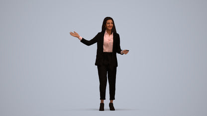 realistic 3D woman business, scanned archviz people for Blender and 3ds Max, standing pose render