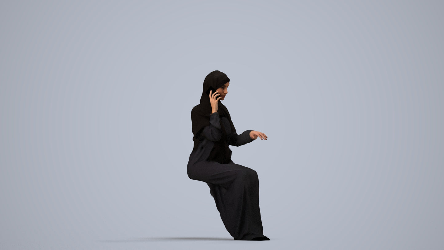3D people model woman business, scanned human for 3ds Max rendering, side view render