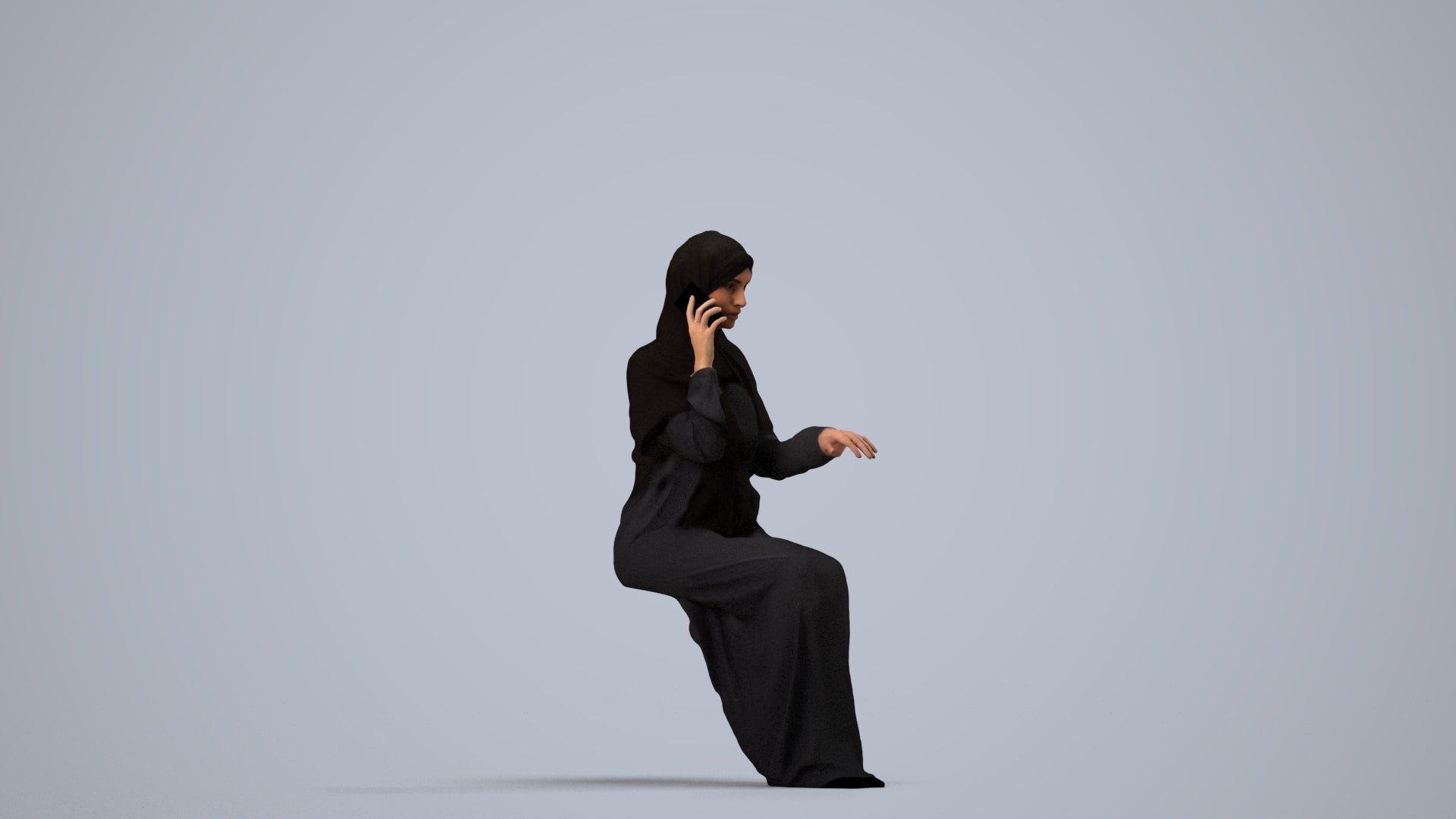 3D people model woman business, scanned human for 3ds Max rendering, side view render