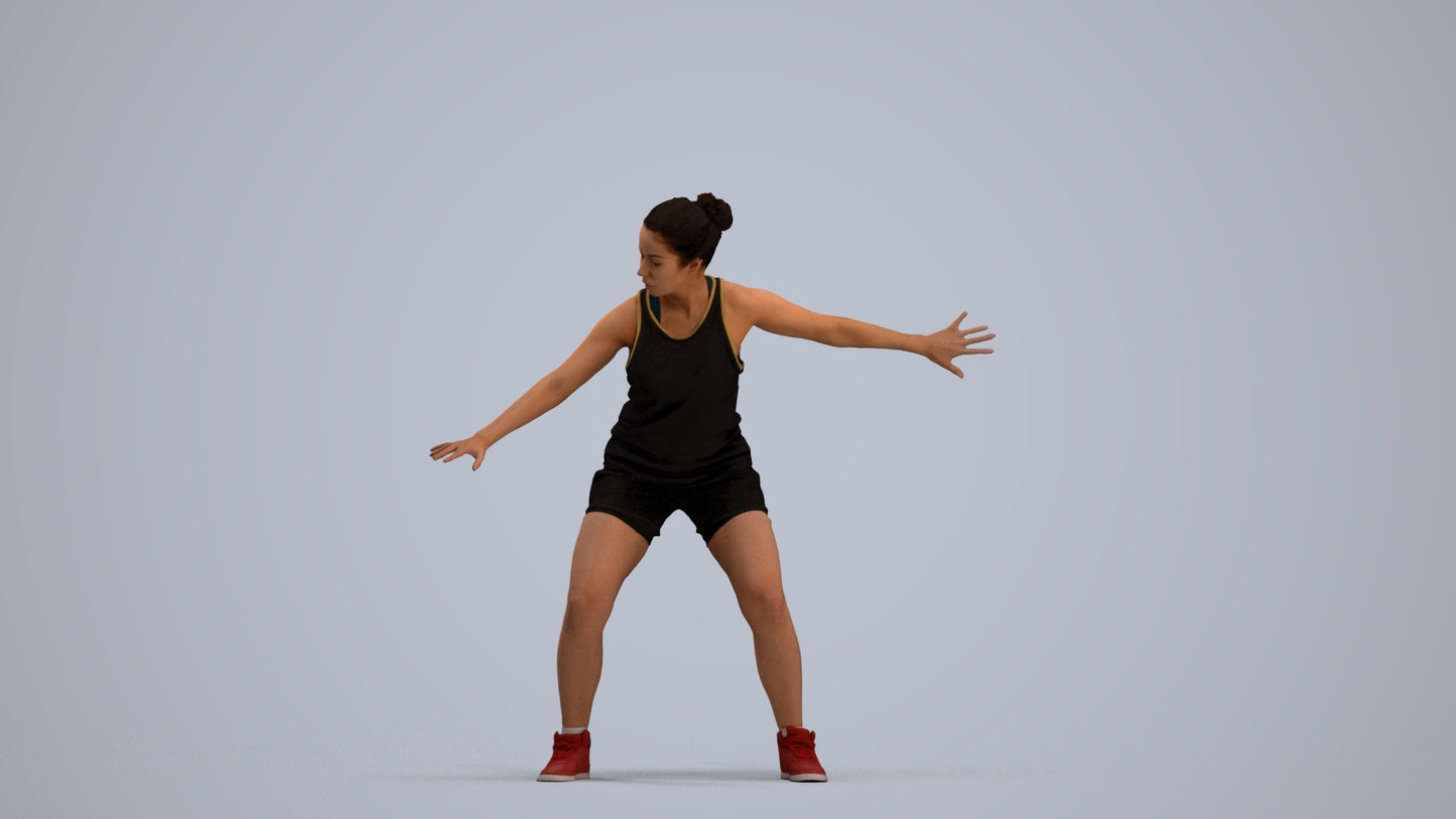 photogrammetry 3D woman sport, realistic human model archviz FBX, standing pose render