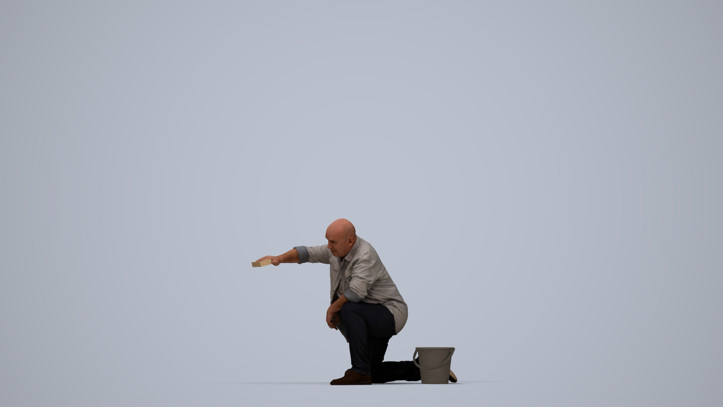 realistic 3D people senior man casual driving, render-ready for V-Ray and Corona, FBX OBJ, top-down view render
