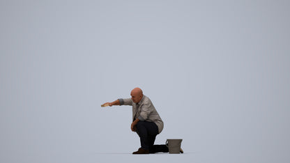 realistic 3D people senior man casual driving, render-ready for V-Ray and Corona, FBX OBJ, top-down view render