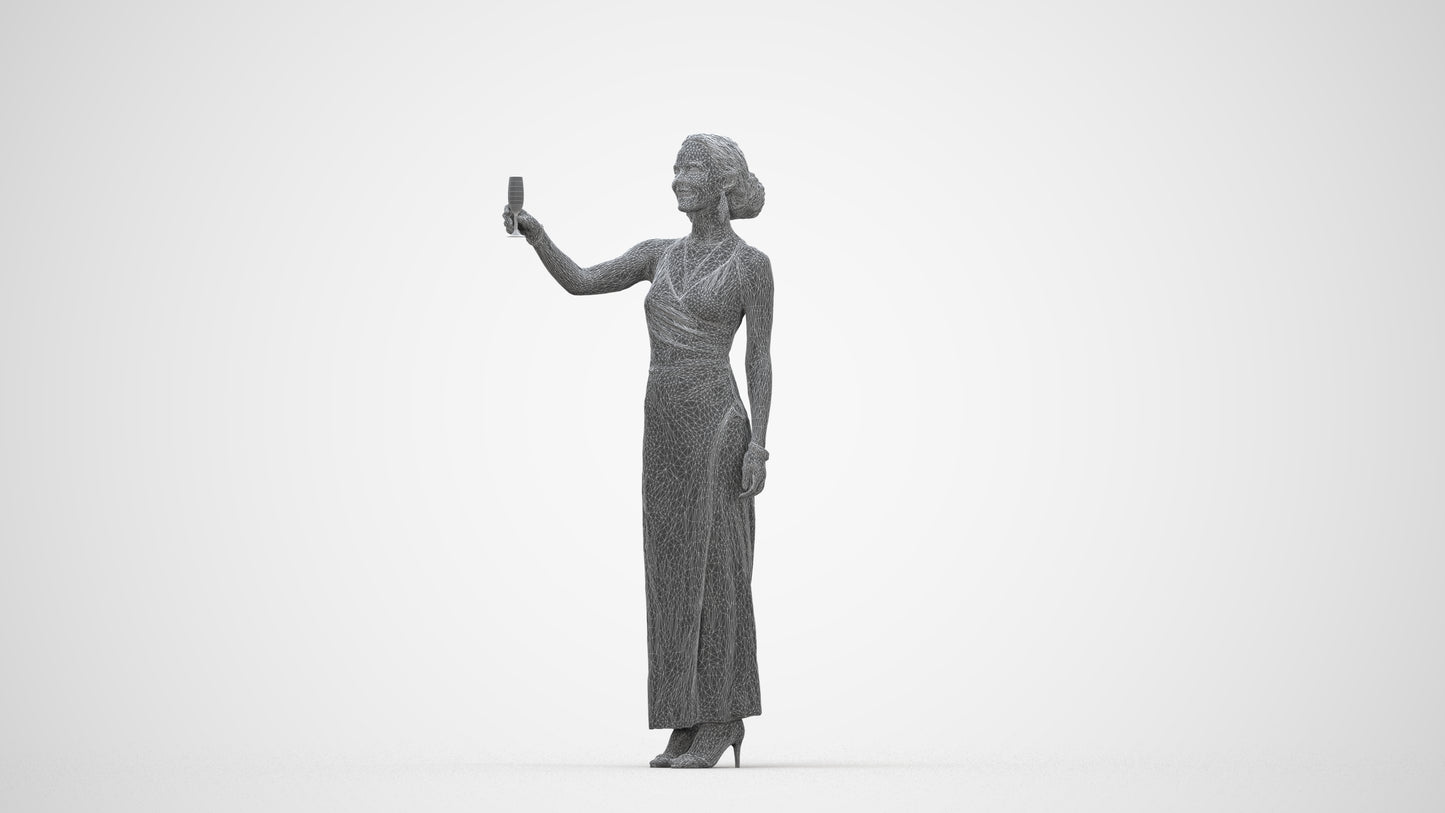 photogrammetry 3D woman formal, realistic human model archviz FBX, wireframe back view