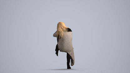 3D scanned woman sitting casual, photorealistic archviz people for Enscape and SketchUp, front view render
