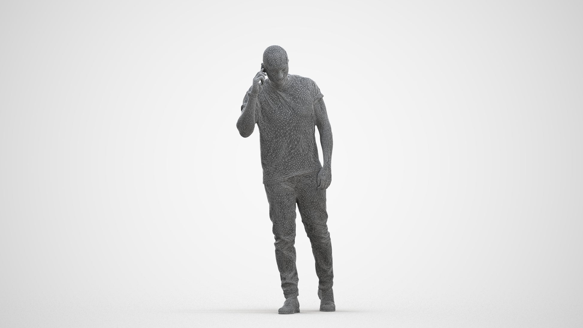 3D scanned man walking casual, photorealistic archviz people for Enscape and SketchUp, three-quarter front view render
