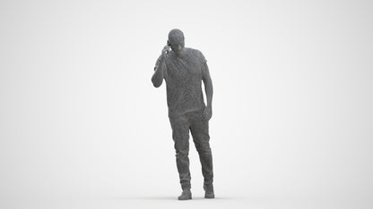 3D scanned man walking casual, photorealistic archviz people for Enscape and SketchUp, three-quarter front view render