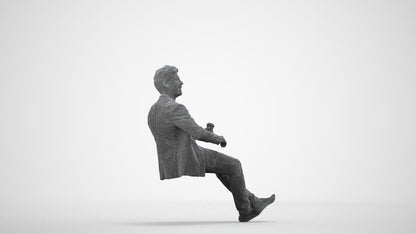 3D human model man casual business, photogrammetry scanned person for archviz, wireframe side view