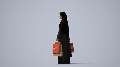 realistic 3D people woman casual shopping, render-ready for V-Ray and Corona, FBX OBJ, three-quarter view render