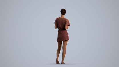 3D people model woman bathroom, scanned human for 3ds Max rendering, front view render