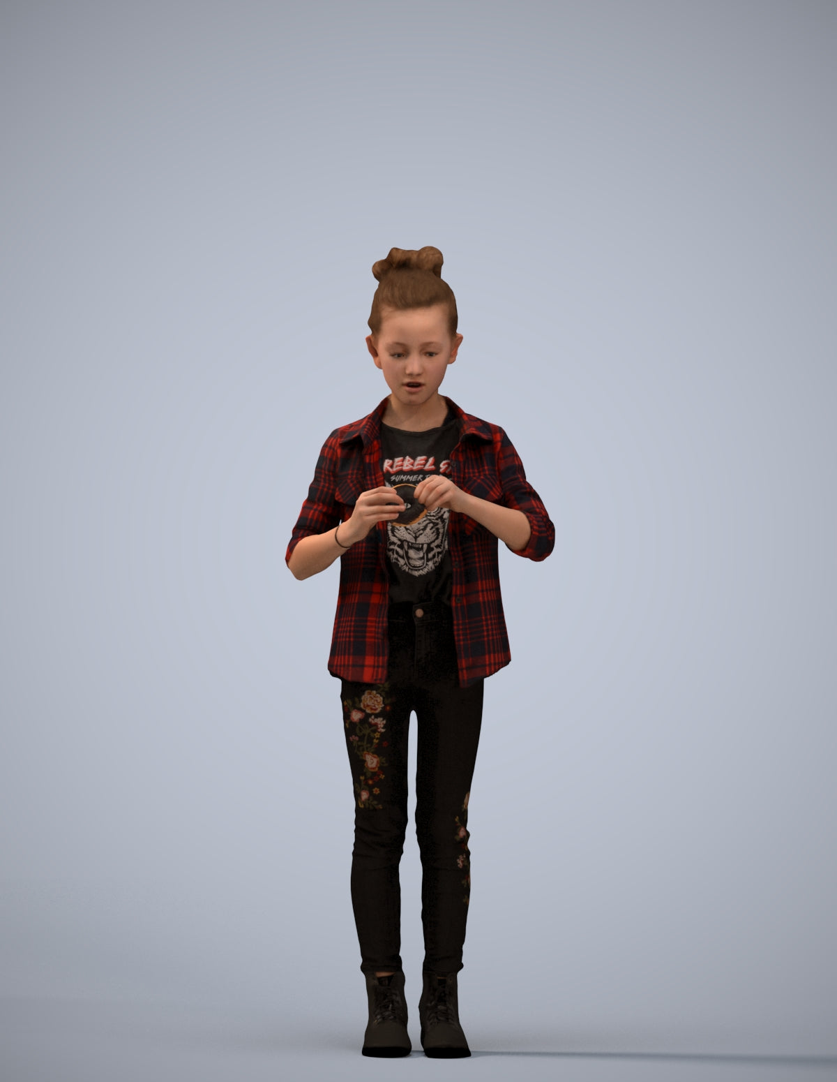 photogrammetry 3D girl casual kids, realistic human model archviz FBX