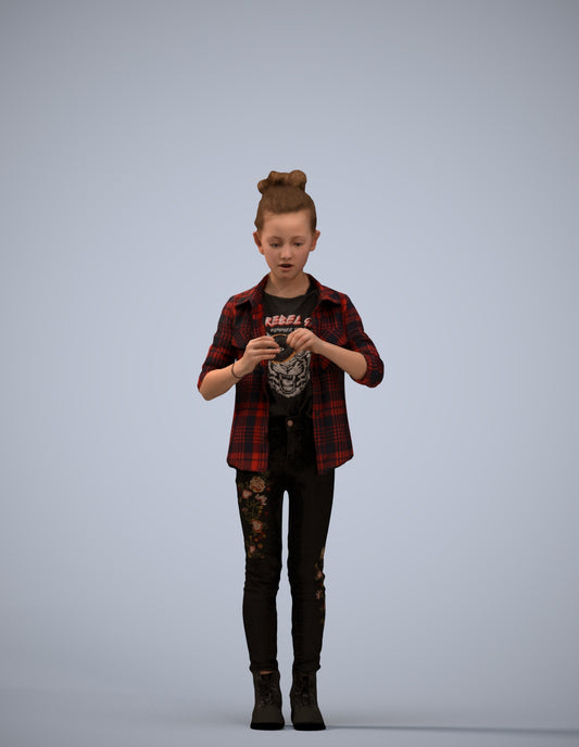 photogrammetry 3D girl casual kids, realistic human model archviz FBX