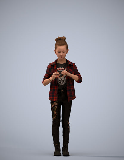 photogrammetry 3D girl casual kids, realistic human model archviz FBX