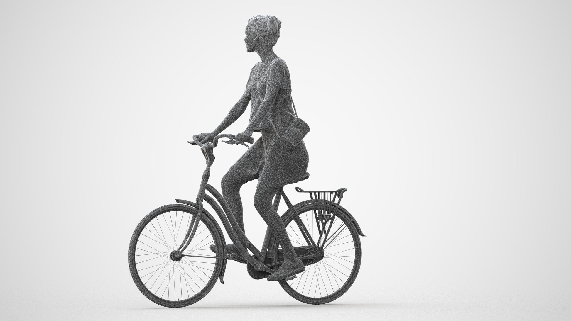 realistic 3D people woman formal cycling, render-ready for V-Ray and Corona, FBX OBJ, square thumbnail