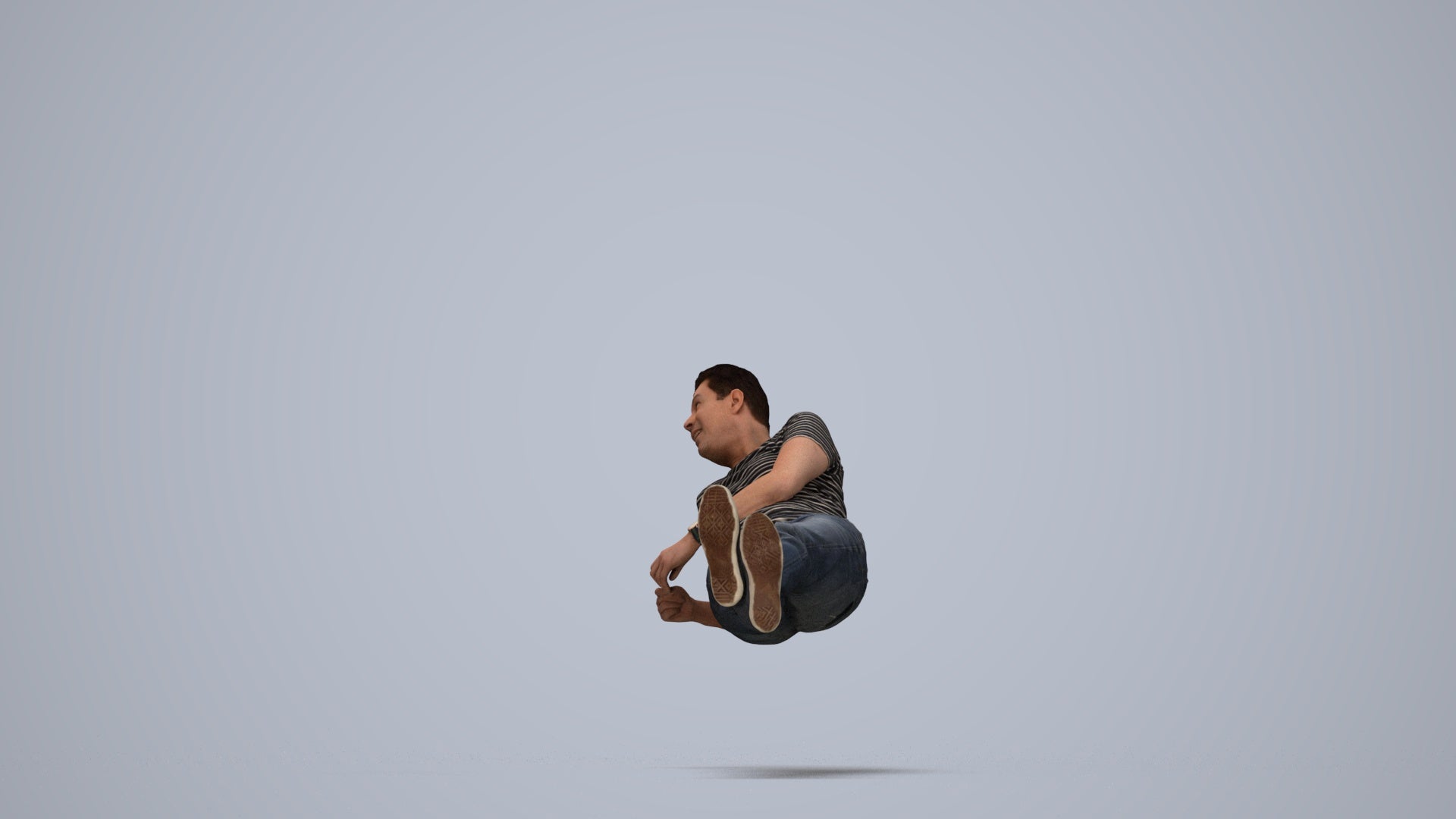 3D people model man casual sitting, scanned human for 3ds Max rendering, top-down view render