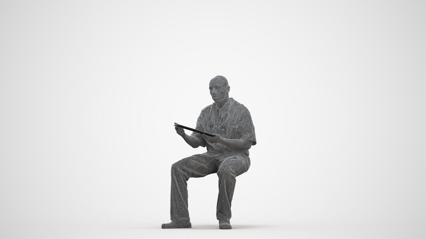 photogrammetry 3D man medical, realistic human model archviz FBX, three-quarter front view render