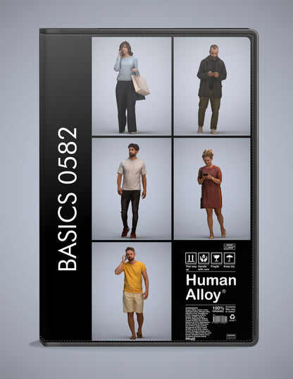 photogrammetry 3D people walking collection, 5 realistic human models archviz FBX