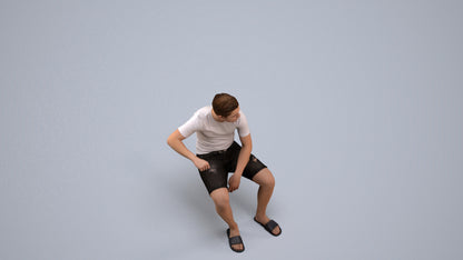 scanned 3D boy casual kids, photogrammetry people for Enscape and V-Ray, back view render