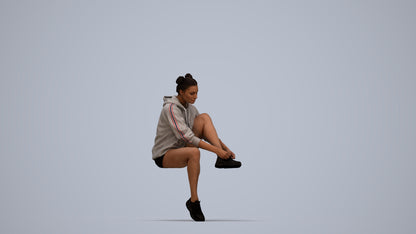 3D people model woman casual sitting, scanned human for 3ds Max rendering, top-down view render
