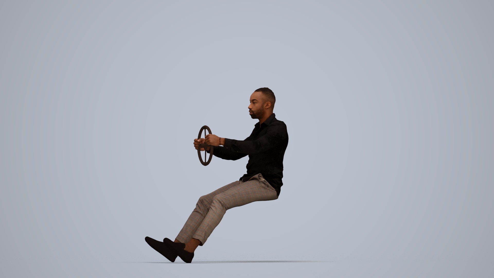 photogrammetry 3D boy casual driving, realistic human model archviz FBX, top-down view render