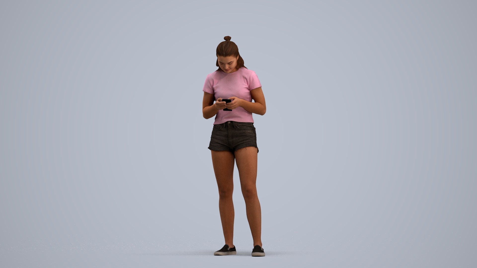 3D people model girl casual standing, scanned human for 3ds Max rendering, standing pose render