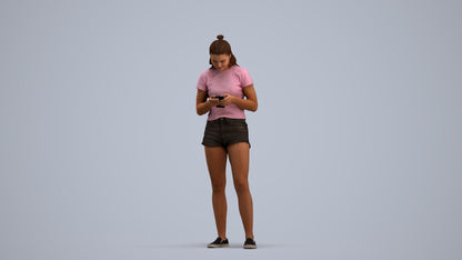 3D people model girl casual standing, scanned human for 3ds Max rendering, standing pose render