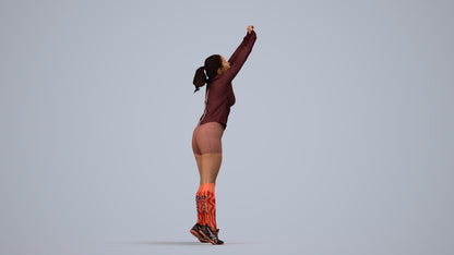 3D scanned woman sport, photorealistic archviz people for Enscape and SketchUp, side view render