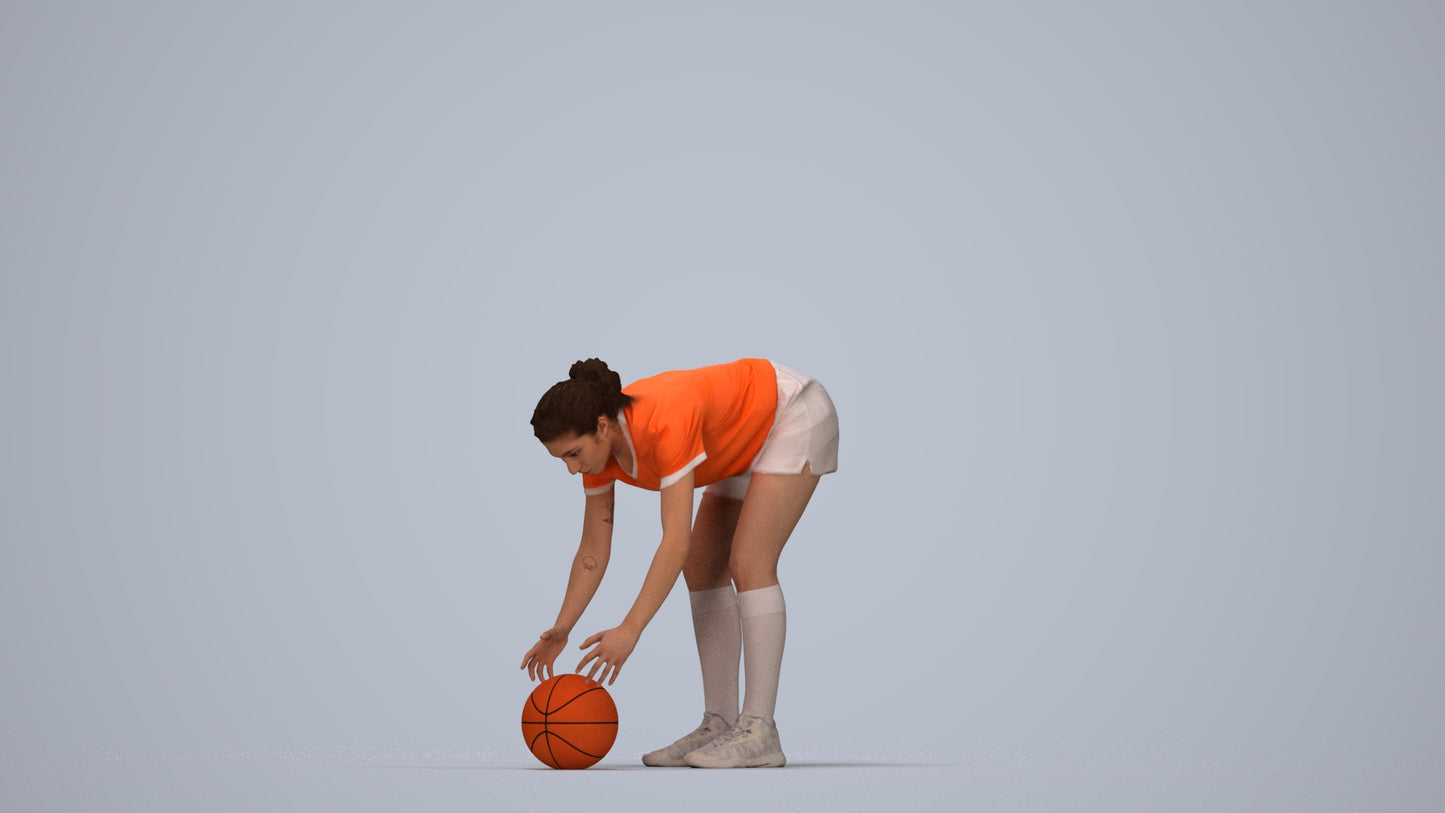 scanned 3D woman sport, photogrammetry people for Enscape and V-Ray, top-down view render