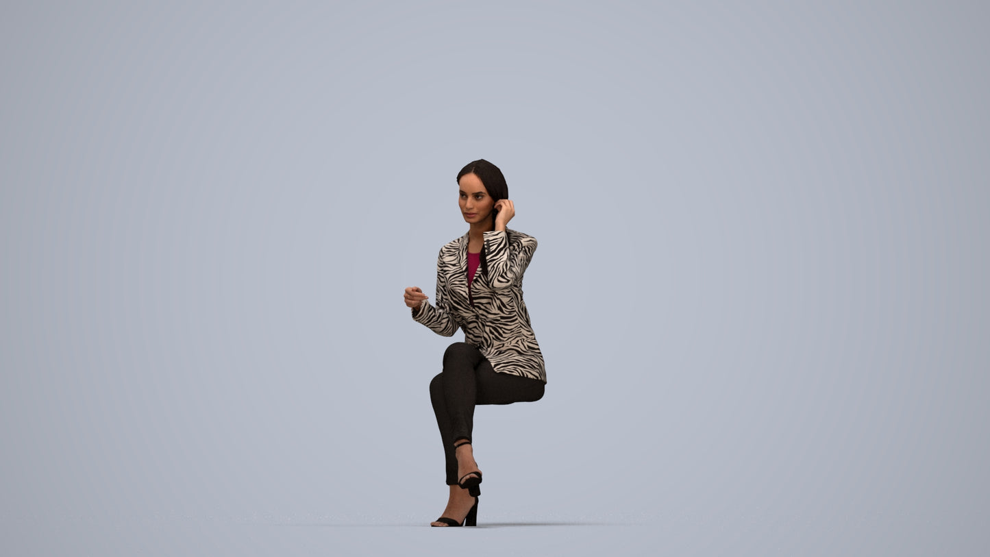 3D scanned woman business, photorealistic archviz people for Enscape and SketchUp, top-down view render