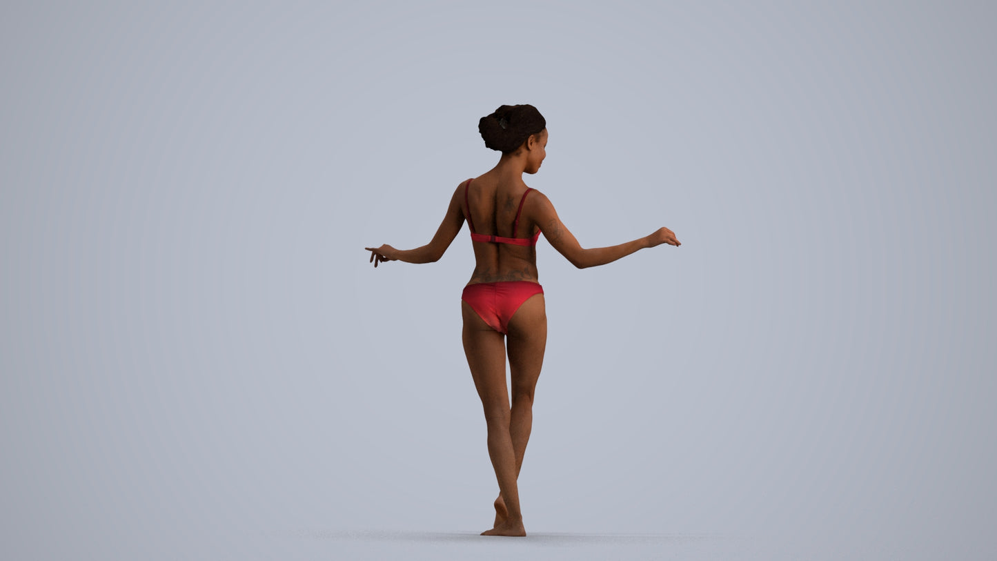 3D people model woman pool, scanned human for 3ds Max rendering, front view render
