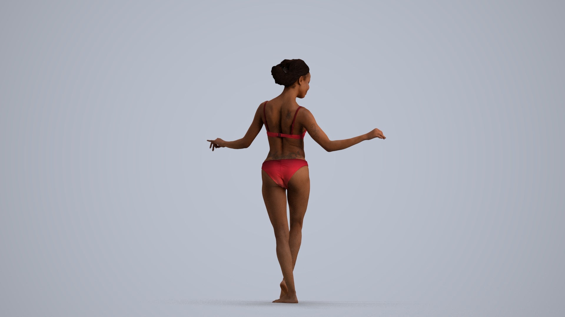 3D people model woman pool, scanned human for 3ds Max rendering, front view render